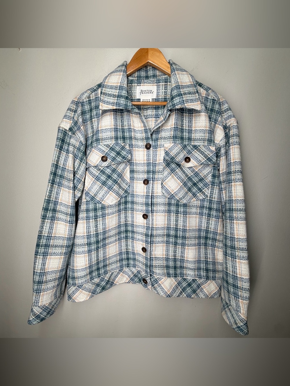 Boston Traders Plaid Shacket Shirt Jacket Lumberjack Utility Layering Cozy